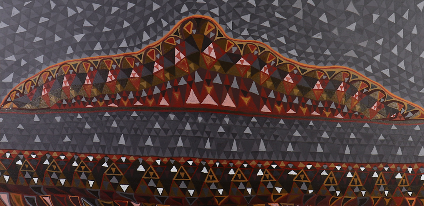 Image credit Ben Galmirr Ward - Bilbjiim 2024 | Natural pigments and ochre on canvas | 105 x 118 cm courtesy of Waringarri & Kira Kiro Artists https://www.waringarriarts.com.au/about-us/about-us
