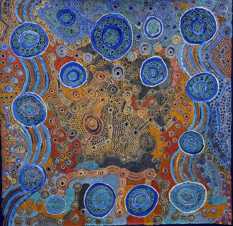 Image Credit, detail Joyce Robin<br />
Rockhole Creation Story<br />
2025,Courtesy of Artitja Fine Art.
